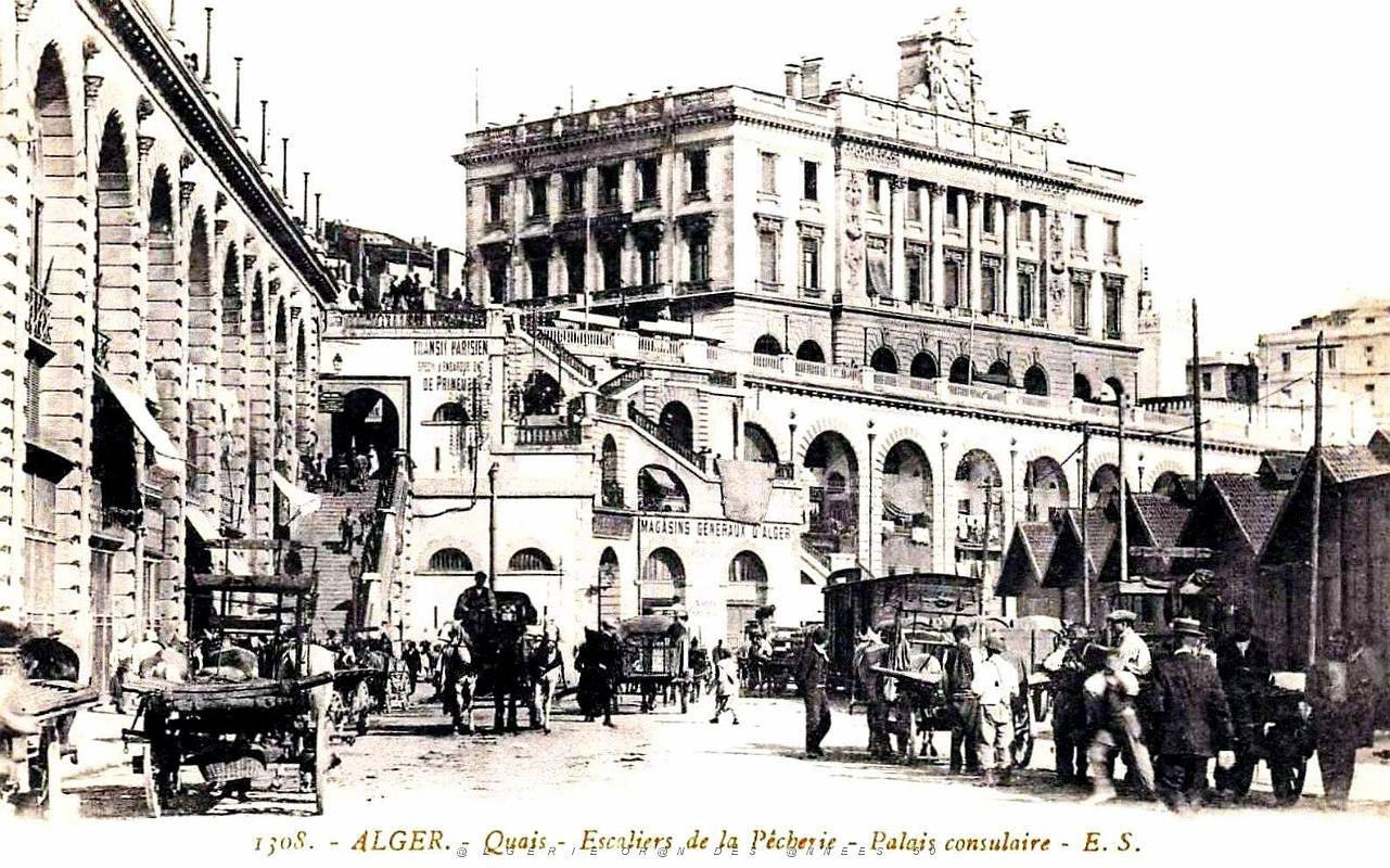 1078- Alger - Escaliers de la Pecherie et le Palais Consulaire.jpg